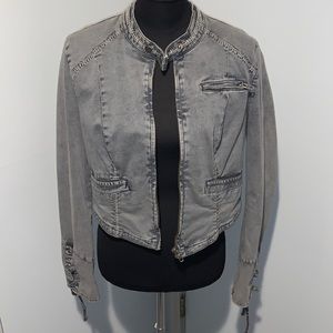 FREE PEOPLE distressed denim crop jacket